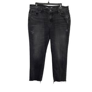 Old Navy Mid-Rise Boyfriend Jeans Size 12 Black Distressed Raw Hem